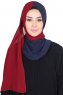 Ylva - Hijab Chiffon Pratico Blu Navy & Bordeaux