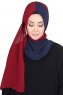Ylva - Hijab Chiffon Pratico Blu Navy & Bordeaux