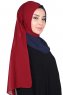 Ylva - Hijab Chiffon Pratico Blu Navy & Bordeaux