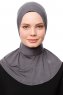 Zeliha - Hijab Pratico Viscosa Grigio Scuro