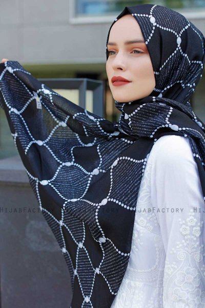 Tutku - Hijab Fantasia Blu Navy & Bianca - Sal Evi