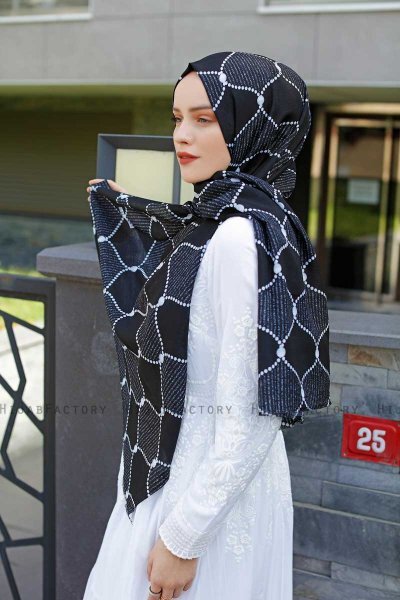 Tutku - Hijab Fantasia Blu Navy & Bianca - Sal Evi