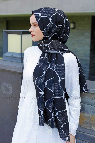 Tutku - Hijab Fantasia Blu Navy & Bianca - Sal Evi