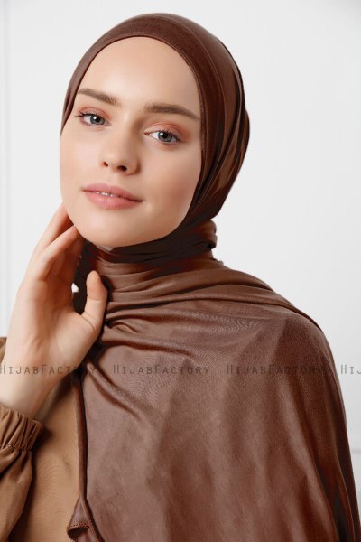 Sibel - Hijab Jersey Marrone Scuro
