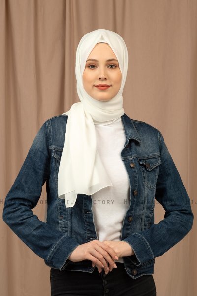 Yildiz - Hijab Crepe Chiffon Pearl White