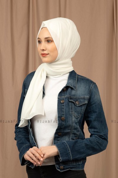 Yildiz - Hijab Crepe Chiffon Pearl White