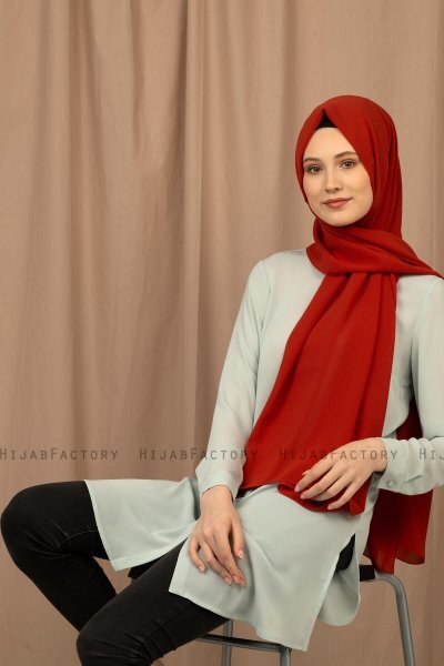 Yildiz - Hijab Crepe Chiffon Rosso Mattone
