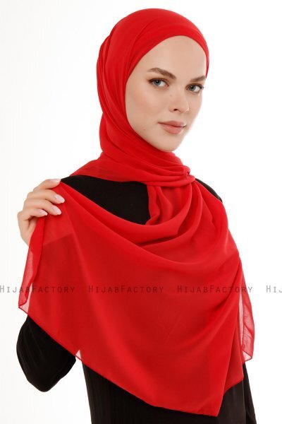 Derya - Hijab Pratico Chiffon Rosso