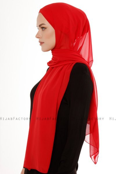 Derya - Hijab Pratico Chiffon Rosso