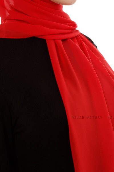 Derya - Hijab Pratico Chiffon Rosso