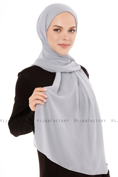 Derya - Hijab Pratico Chiffon Grigio Chiaro