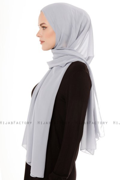 Derya - Hijab Pratico Chiffon Grigio Chiaro