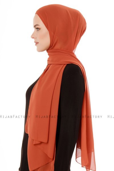 Derya - Hijab Pratico Chiffon Rosso Mattone