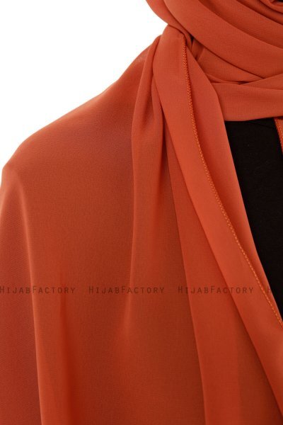 Derya - Hijab Pratico Chiffon Rosso Mattone