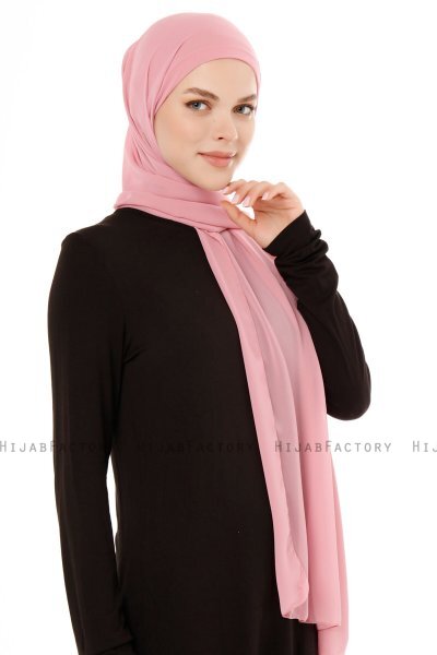 Derya - Hijab Pratico Chiffon Rosa Scuro