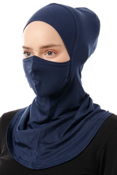 Damla - Bonnet Maschera Ninja Hijab Blu Navy