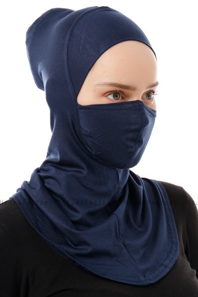 Damla - Bonnet Maschera Ninja Hijab Blu Navy