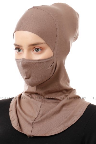 Damla - Bonnet Maschera Ninja Hijab Taupe Scuro