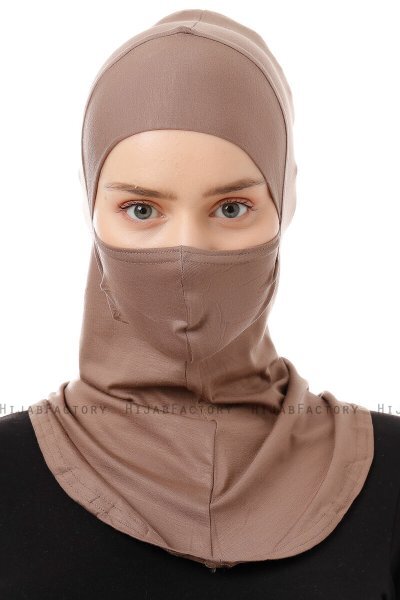 Damla - Bonnet Maschera Ninja Hijab Taupe Scuro