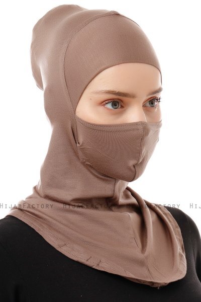 Damla - Bonnet Maschera Ninja Hijab Taupe Scuro