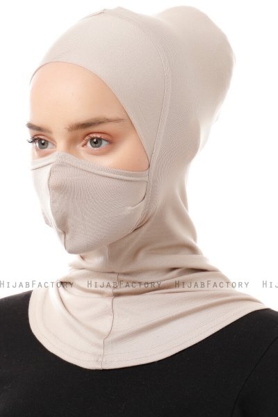 Damla - Bonnet Maschera Ninja Hijab Taupe Chiaro