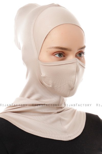Damla - Bonnet Maschera Ninja Hijab Taupe Chiaro
