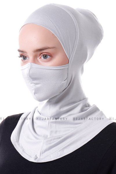 Damla - Bonnet Maschera Ninja Hijab Grigio Chiaro