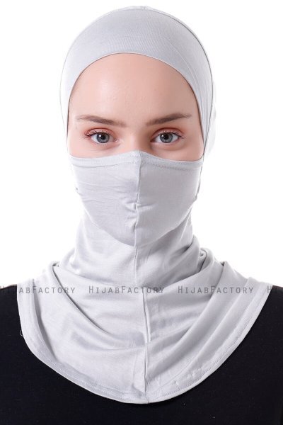 Damla - Bonnet Maschera Ninja Hijab Grigio Chiaro