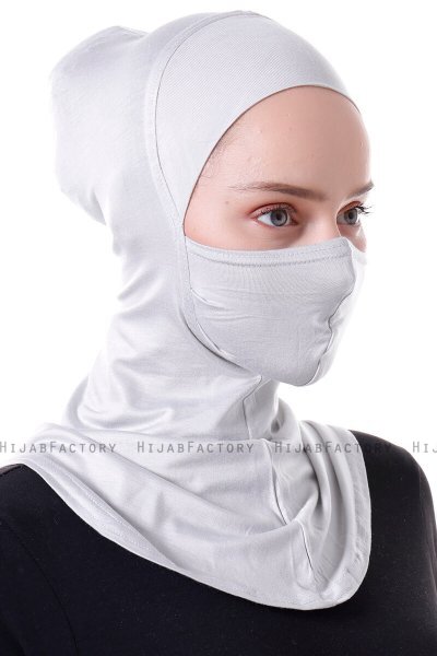 Damla - Bonnet Maschera Ninja Hijab Grigio Chiaro