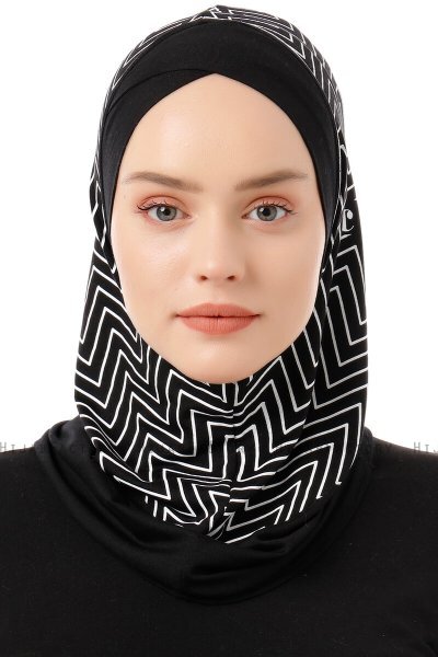 Silva Cross - Hijab Al Amira One-Piece Nero & Bianca