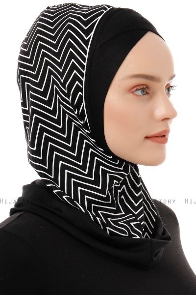 Silva Cross - Hijab Al Amira One-Piece Nero & Bianca