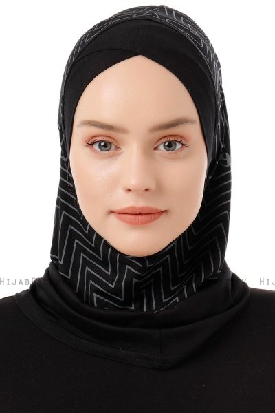 Silva Cross - Hijab Al Amira One-Piece Nero & Grigio Chiaro