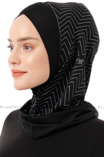 Silva Cross - Hijab Al Amira One-Piece Nero & Grigio Chiaro