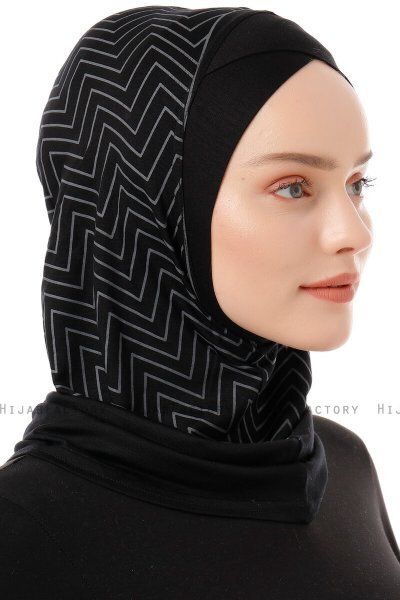 Silva Cross - Hijab Al Amira One-Piece Nero & Grigio Chiaro