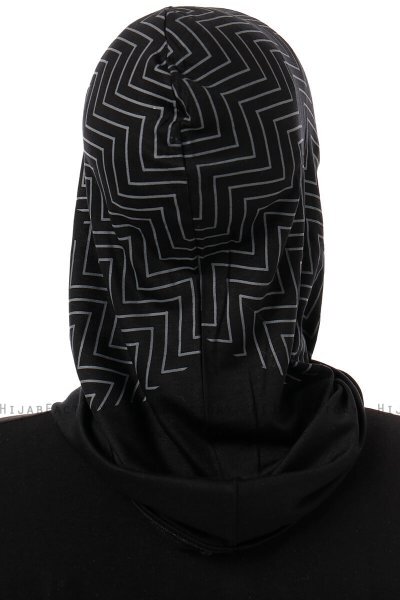 Silva Cross - Hijab Al Amira One-Piece Nero & Grigio Chiaro