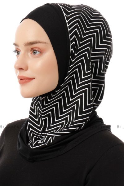 Silva Plain - Hijab Al Amira One-Piece Nero & Bianca