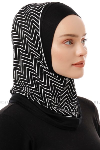 Silva Plain - Hijab Al Amira One-Piece Nero & Bianca