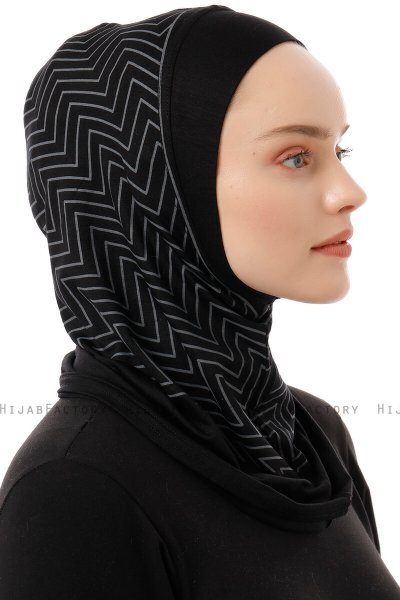 Silva Plain - Hijab Al Amira One-Piece Nero & Grigio Chiaro