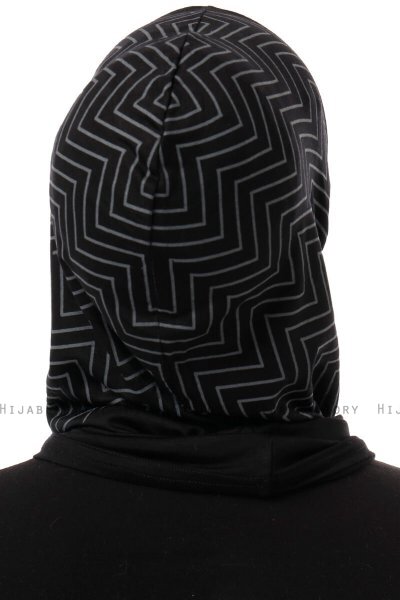 Silva Plain - Hijab Al Amira One-Piece Nero & Grigio Chiaro