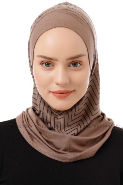 Silva Plain - Hijab Al Amira One-Piece Taupe Scuro