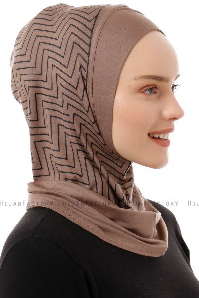 Silva Plain - Hijab Al Amira One-Piece Taupe Scuro