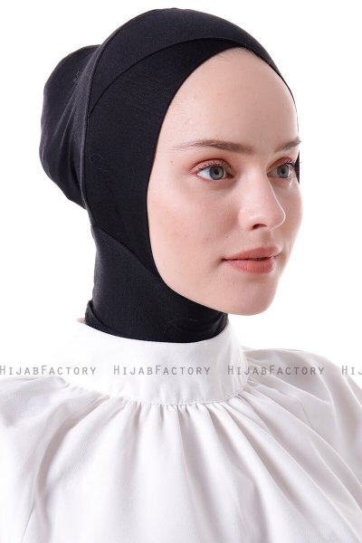 Elnara - Bonnet Cross Hijab Nero