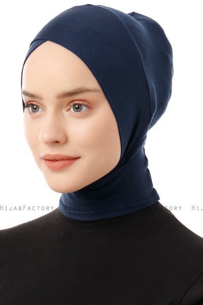 Elnara - Bonnet Cross Hijab Blu Navy