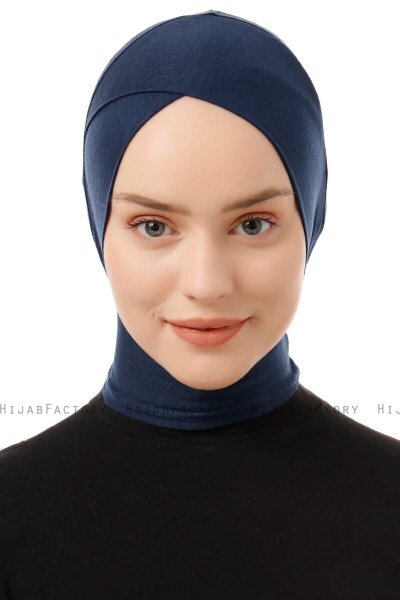 Elnara - Bonnet Cross Hijab Blu Navy