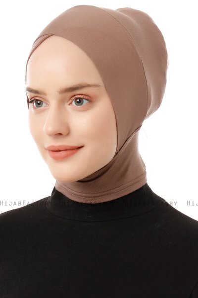 Elnara - Bonnet Cross Hijab Taupe Scuro