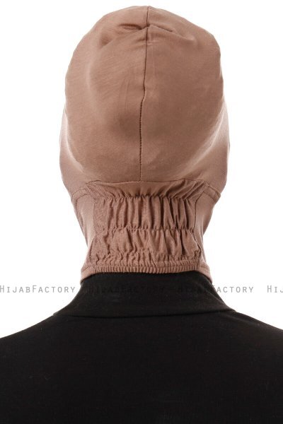 Elnara - Bonnet Cross Hijab Taupe Scuro