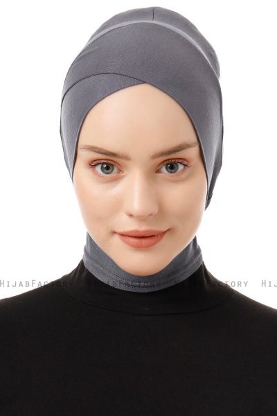 Elnara - Bonnet Cross Hijab Grigio Scuro