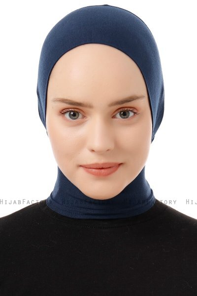 Elnara - Bonnet Plain Hijab Blu Navy