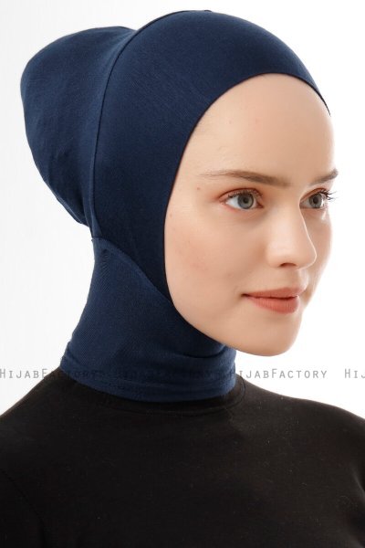 Elnara - Bonnet Plain Hijab Blu Navy
