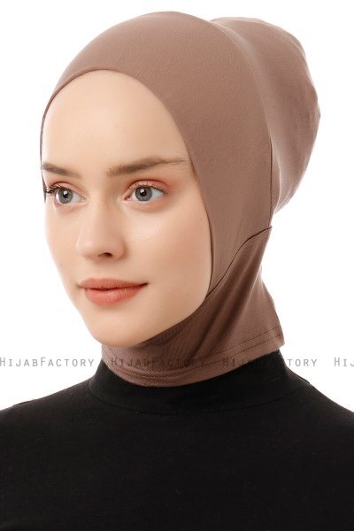 Elnara - Bonnet Plain Hijab Taupe Scuro
